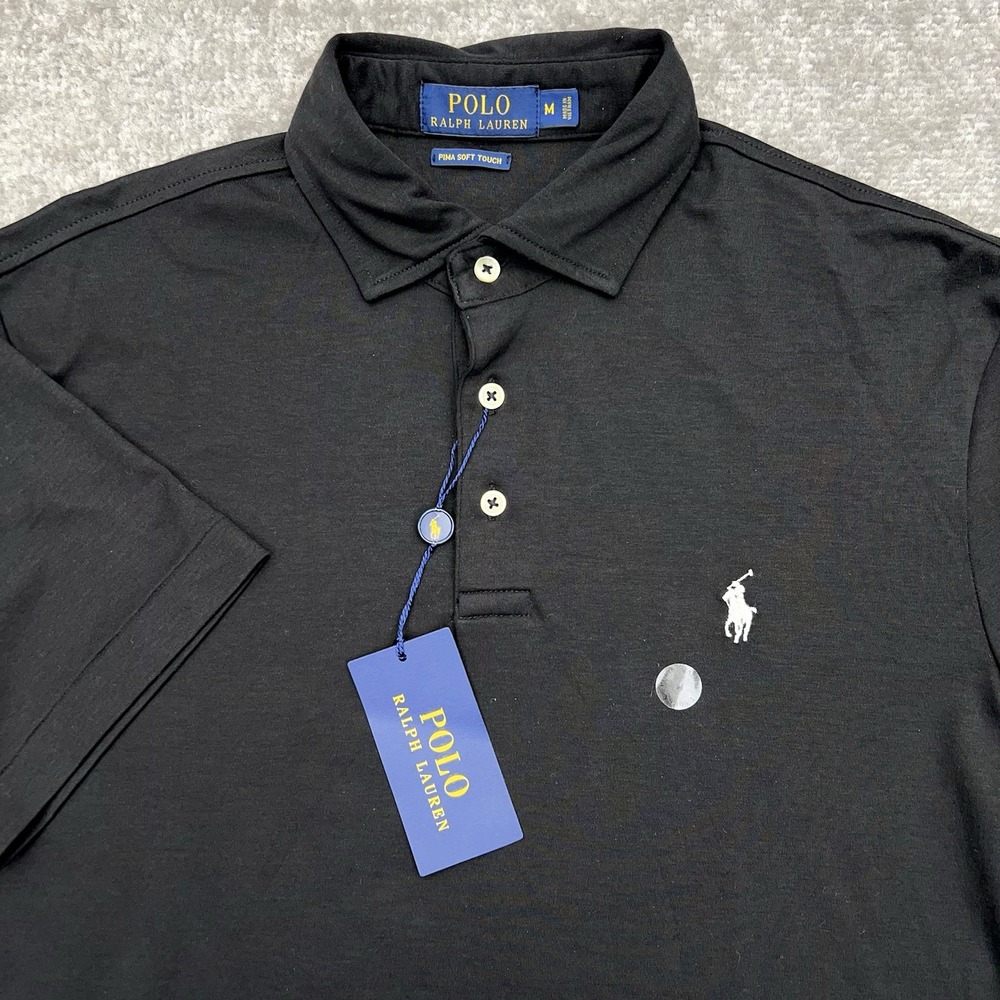 Polo Ralph Lauren Pima Soft Touch Shirt Men Medium Classic Fit Cotton Black NWT